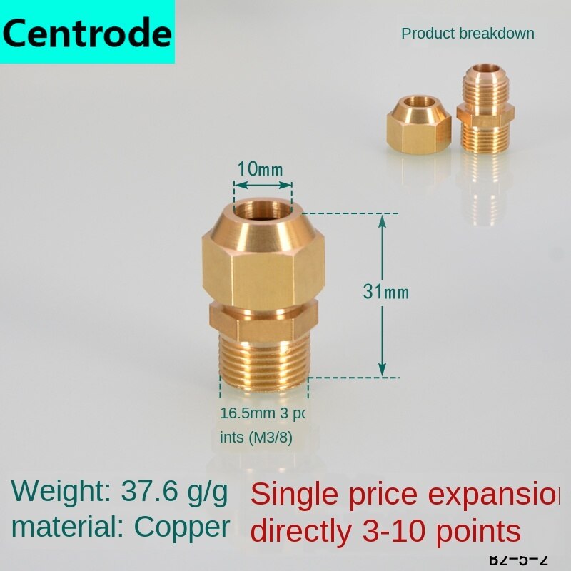 Pipe Fittings Outer wire flaring direct copper pipe expansion 1/8IN 1/4IN 3/8IN 1/2IN expansion 6/8/10/12/14/16mm pipe joint: 3 x 10mm