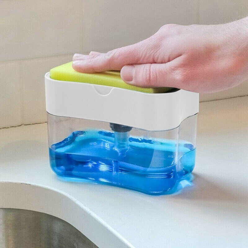 Scrubbing Liquid Detergent Automatic Dispenser Kitchen Press-type Liquid Box Scouring Pad Dishwashing Soap Dispenser