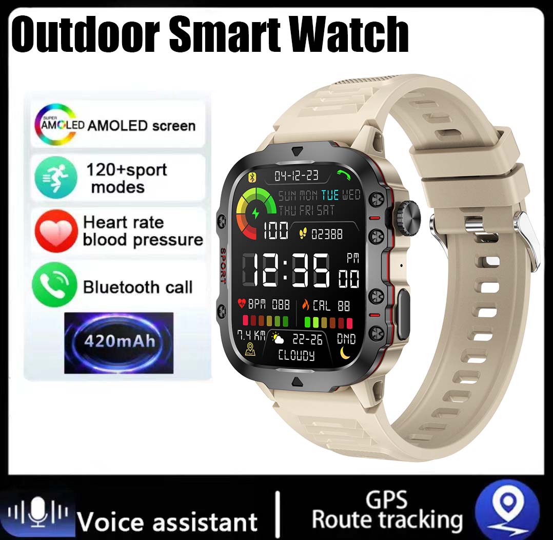 Xiaomi-Montre intelligente militaire pour hommes, IP68, 5iko, Sports de plein air, Fitness Tracker, Moniteur de santé, 2024 ", BT, Appel Smartwatch, , 1.96: Black