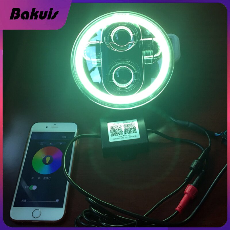 RGB 5.75 “Heiligenschein LED Scheinwerfer/5 3/4 Zoll Weiß Bernstein DRL Heiligenschein Scheinwerfer für Indische erkunden Und Motorcyle eimer Montage Halterung
