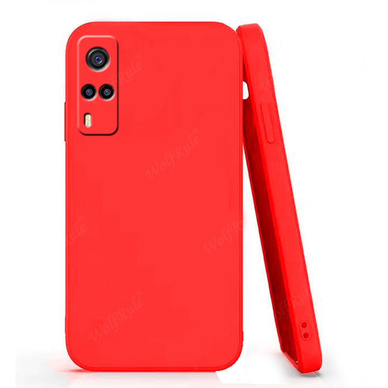 Para capa vivo y53s caso para vivo y53s capas silicone à prova de choque pára armadura volta tpu capa macia para vivo y53s 4g fundas 6.58&quot;: Vermelho