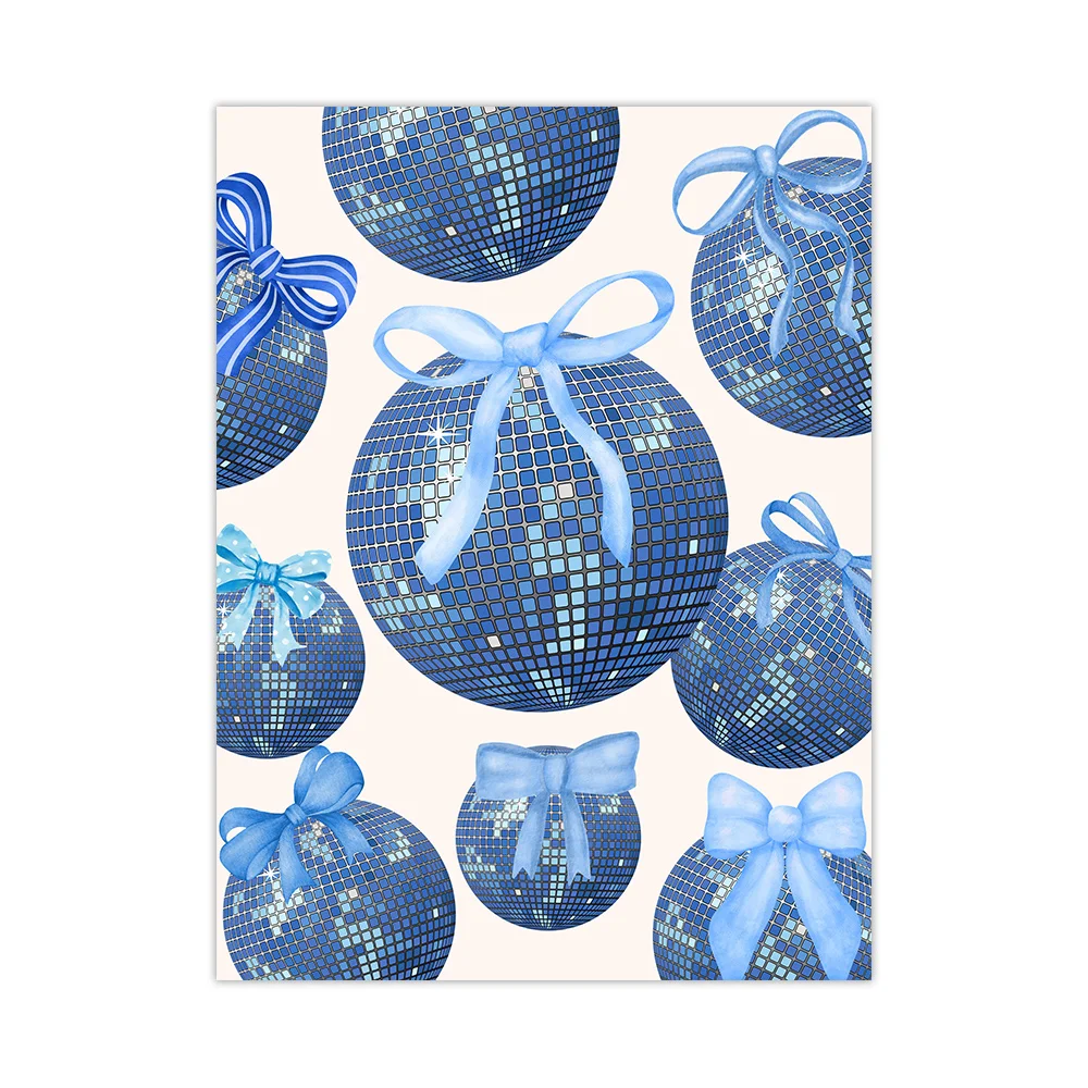 Blauwe cowboylaarzen muurkunst strik poster discobal canvas schilderijen print preppy meisje woonkamer esthetische decoratie: Bordeaux / 24X32