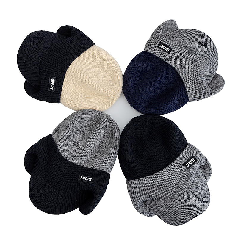 Men Winter Hat Warm Earflap Brim Cap Stylish Hats For Men Outdoor Thicken Ski Sports Knitted Hat