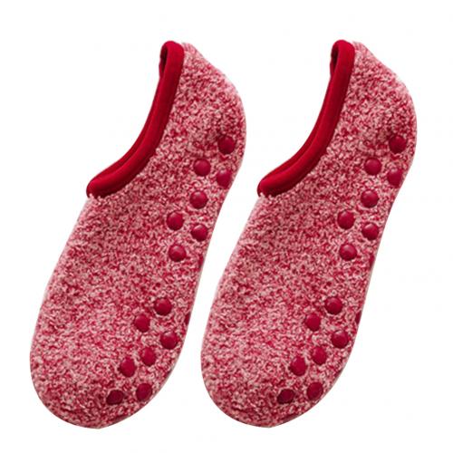 1 Paar Vrouwen Onzichtbare Korte Sokken Herfst Winter Anti-Slip Thermische Coral Fleece Low Cut Vloer Sokjes Moomin носки Женские: Wine Red