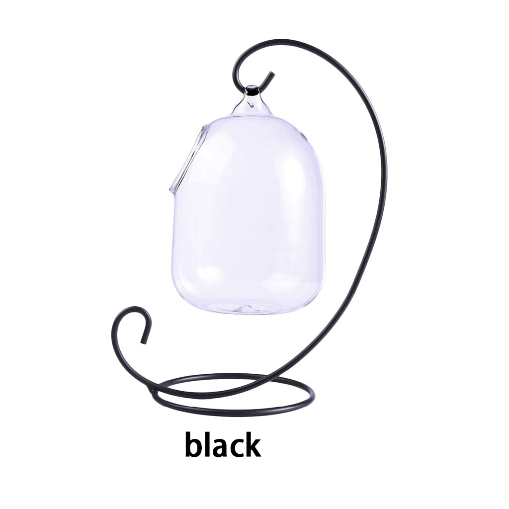 Recipiente transparente colgante para acuario de vidrio, recipiente para peces, florero para plantas y flores, recipiente blanco para peces, recipiente para decoración del hogar, suministros para mascotas: black