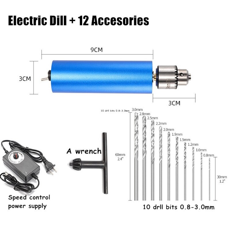 Mini Elektrische Handboor Met Power 0.3-4Mm Chuck 4000-13000Rpm Rotary Tool Kit Voor Hout diy Craft Sieraden Walnoot Polijsten Tool: Grinder Pen Set 2