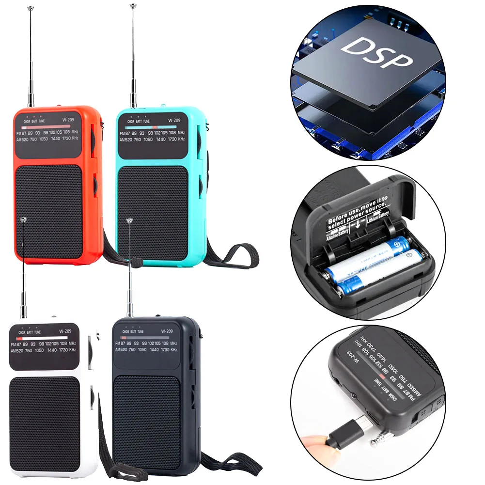 Portable Radio With Headphone Slot FM/AM Radio AAA Battery Powered Older Portable Radio Car Electronics Accessories
