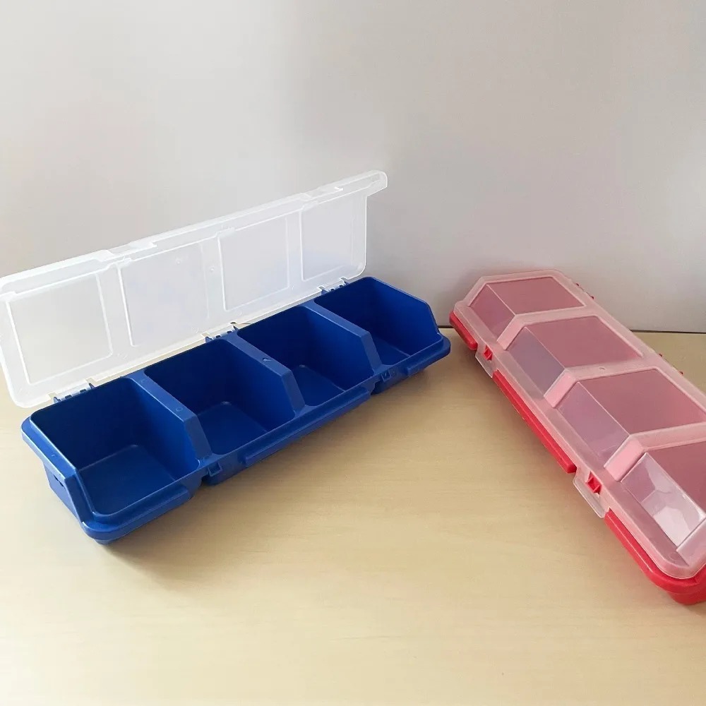 Aufbewahrungsbox für Teile, 4-Gitter-Klassifizierung, Schrauben-Organizer-Boxen, Hardware-Zubehör, Kunststofffach-Box, Aufbewahrungsbehälter für Werkzeugteile