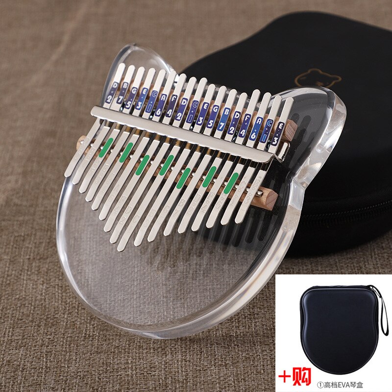 Kristal Transparante Duimen-Up Kalimba 21 Karin Bakaling Ba Piano Beginner 17-Tone Kabalin Vinger Piano: Kitten  Blank  Gift Bag   Shock Proof Bag