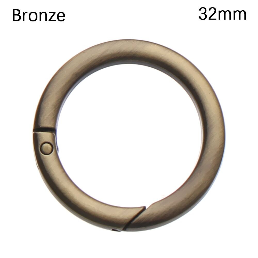 Black gold silver Round Push Trigger Snap Clasp Clip Carabiner Purses Handbags Bag Belt Buckle Spring O-Ring Buckles: Bronze-32mm