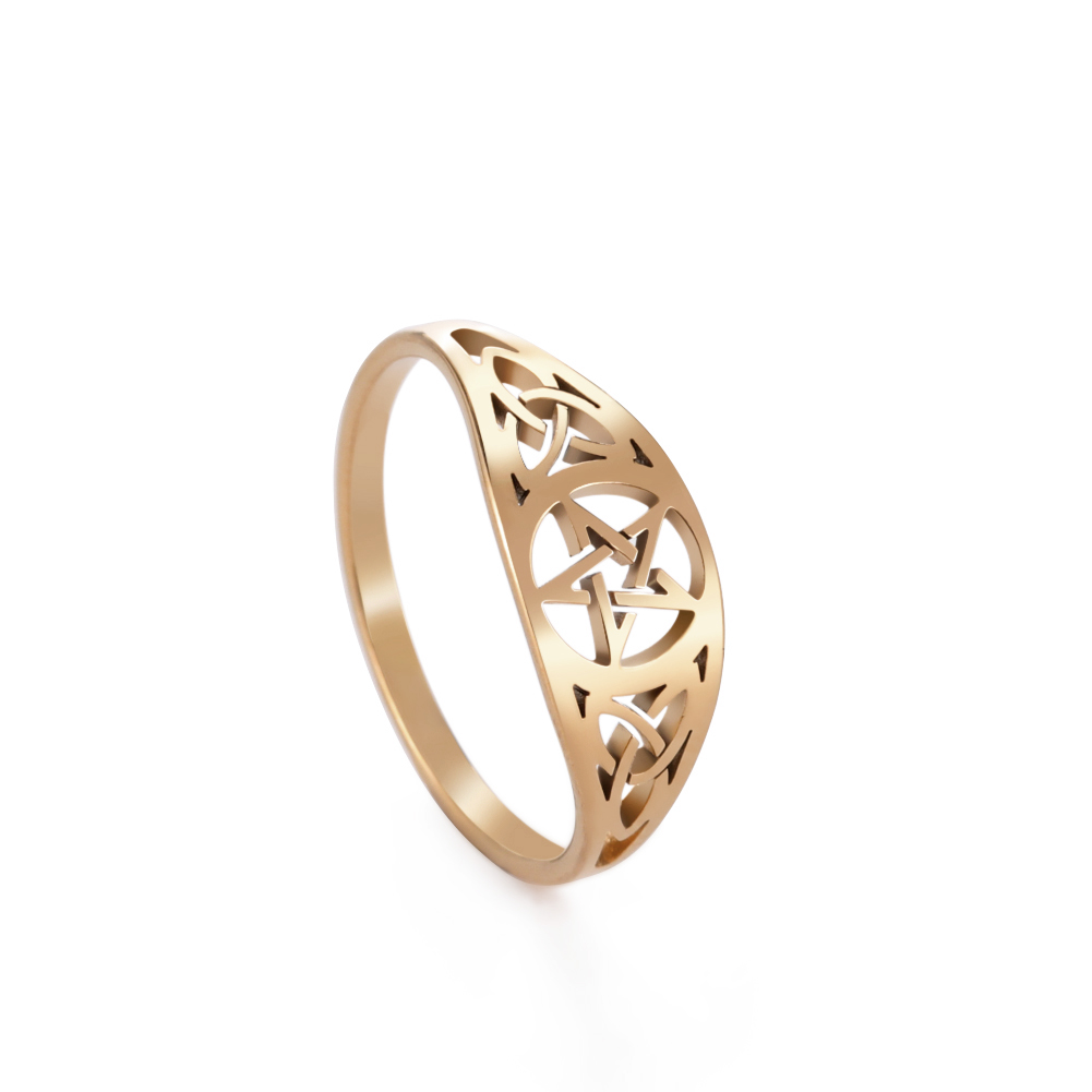 Skyrim – bague pentagramme étoile en acier inoxydable, nœud irlandais, pour femmes et hommes, amulette surnaturelle Wicca, bijoux , , 2025: 7 / green