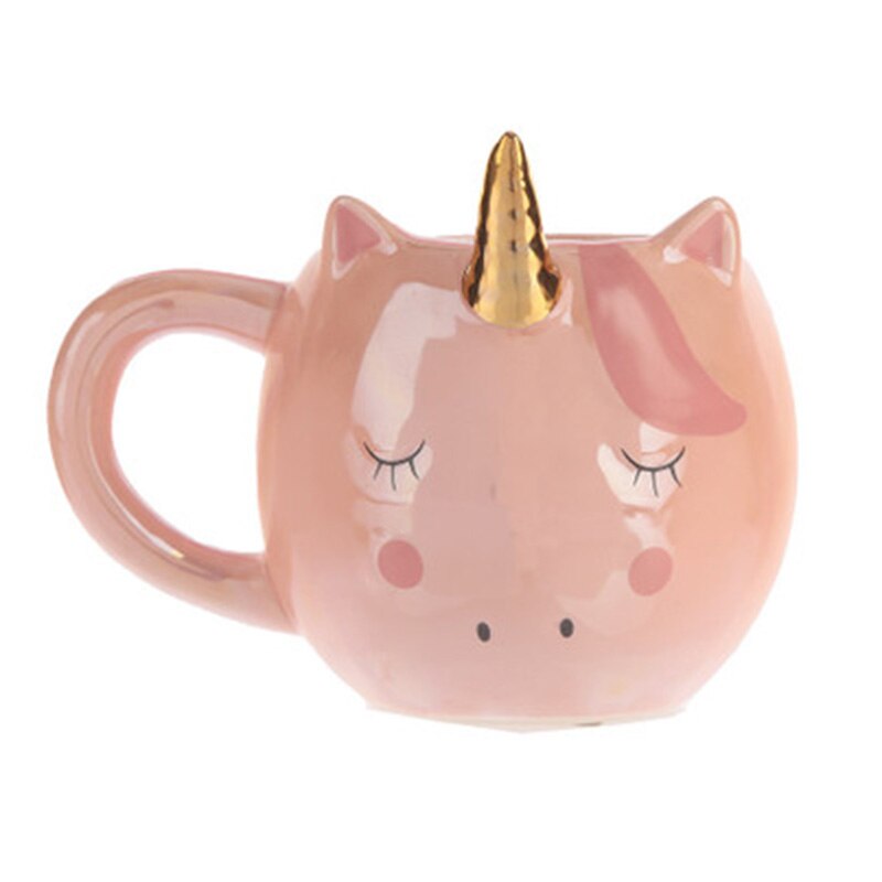 Einhorn Becher 300mL Regenbogen Pferd Einhorn Tassen Tasse Niedlichkeit 3D Einhorn Keramik Kaffee Becher Gold/Kupfer Stereo niedlich Einhorn Tassen: Rosa Einhorn