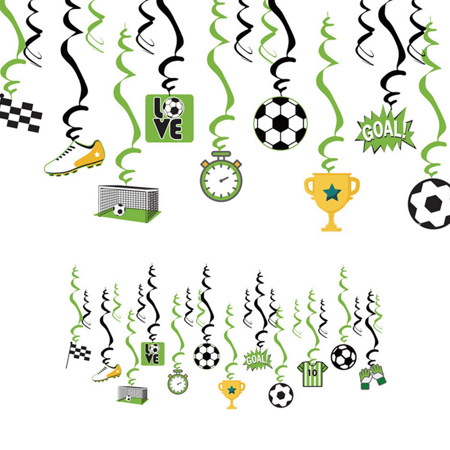 80 stk fodbold tema fest dekoration kit med fødselsdag banner cupcake toppers tallerken kop hængende hvirvel til fødselsdag fest forsyninger