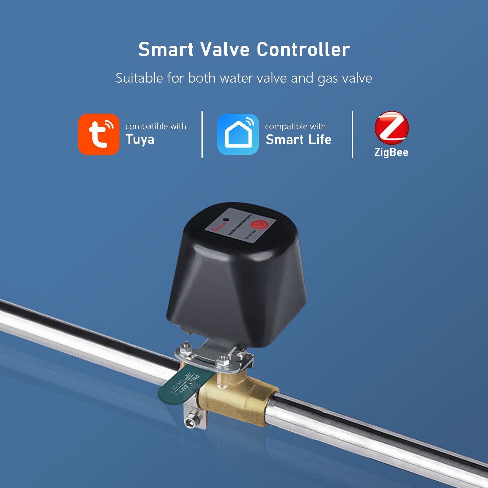 Tuya Zigbee/Wifi Smart Water Valve Voor Hendel Schakelaar Elektrische Gasklep Controller Water Sprinkler Timer App Remote/voice Control: ZigBee Type