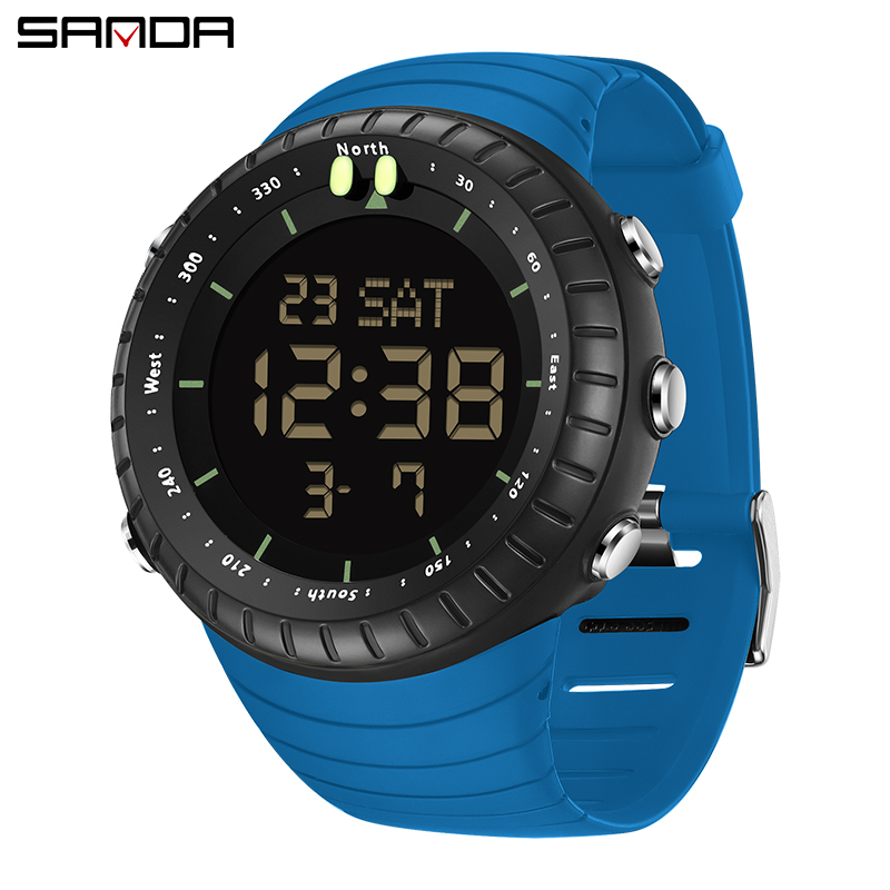 SANDA-reloj electrónico deportivo para estudiantes, cronógrafo Digital multifuncional, resistente al agua, LED, cuenta atrás, a prueba de golpes, 6184: Morado