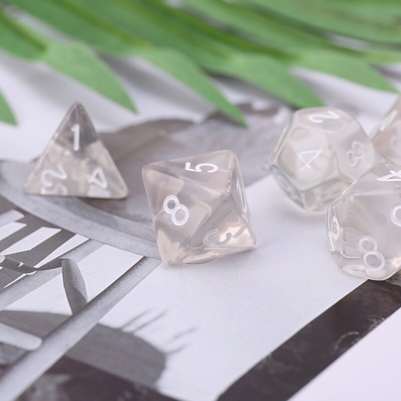 7 teile/satz transparent Weiße würfel D4 D6 D8 D10 D12 D20 für Spielen Spiele polyedrisch Würfel einstellen