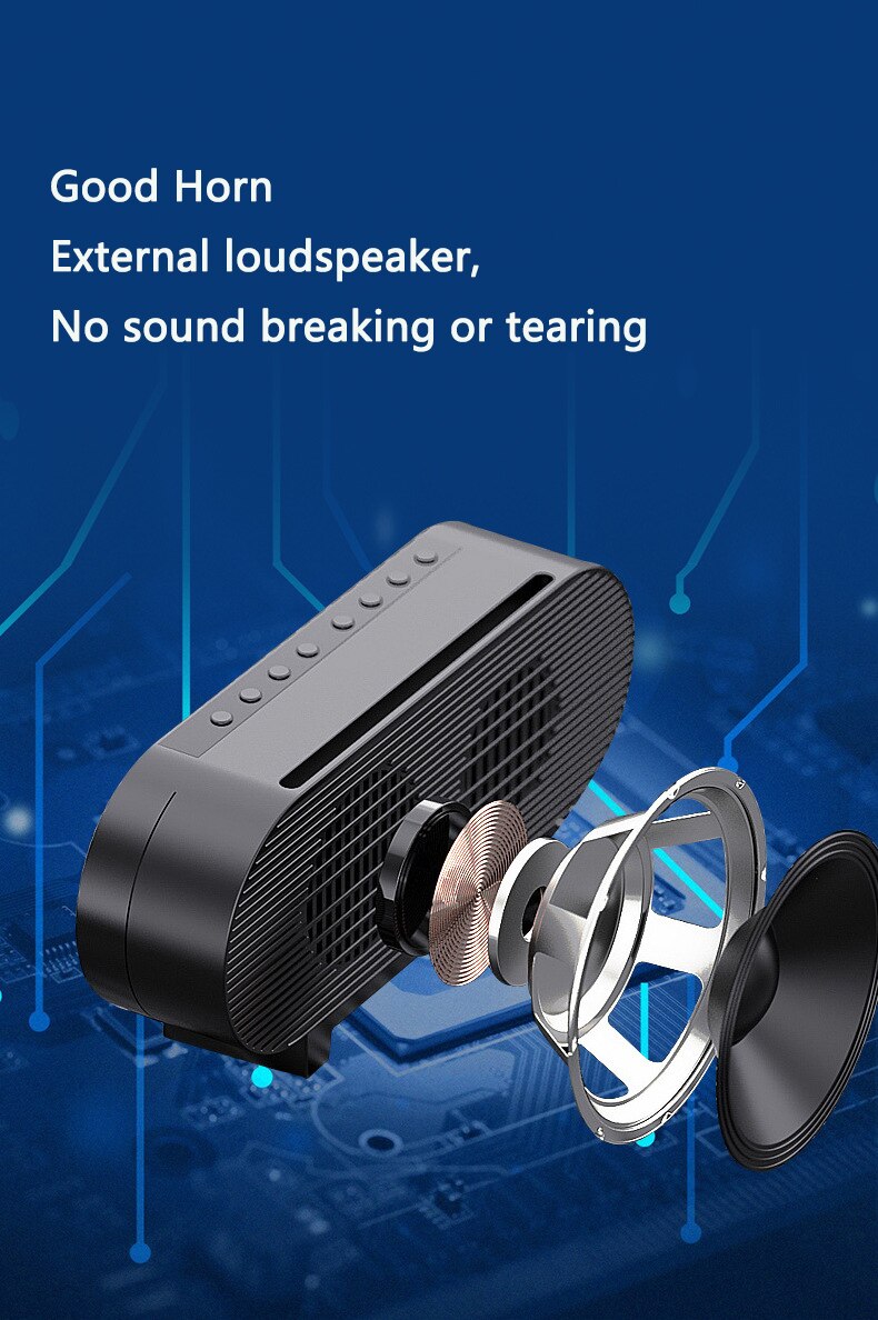 LED Mirror Alarm Clock Watch Table Digital Clock Electronic Desktop USB Powered Wireless Bluetooth Table Desk Clock Phone Holder