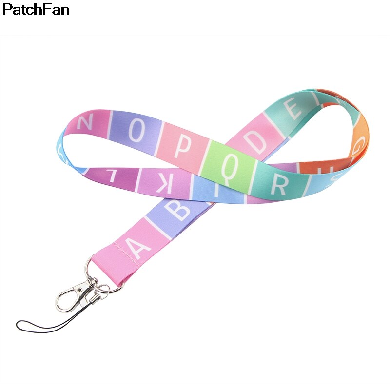 A2540 Patchfan kleurrijke alfabet Tag Strap Kids Nek Lanyards voor Veiligheid Breakaway Voor Mobiele Telefoon USB ID Badge Houder sleutel