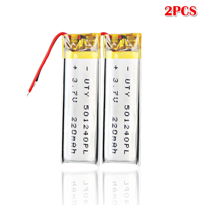 EASTFIRE Akumulator Litowo-Polimerowy 220mAh 3.7V 501240 do MP3, Smartwatch, Słuchawek Bluetooth: 2 szt.