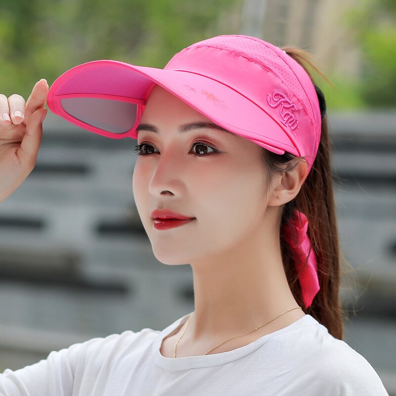 Verano sol sombrero visera gorras mujer escalable ala vacía arriba de béisbol gorra de protección UV playa visera del sol sombreros para las mujeres
