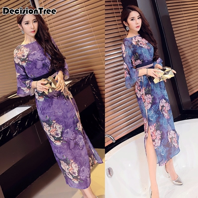 chinese traditional long dress printed retro cheongsam women chinese traditional dress qipao chinese dress