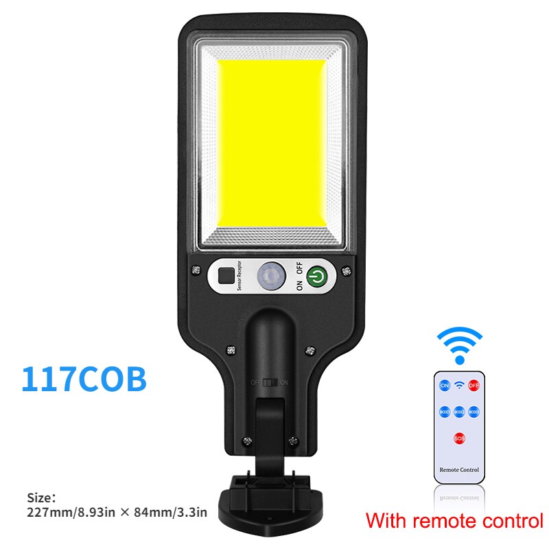 Led Zonne-straat Licht Outdoor 3 Modes Met Motion Sensor Waterdichte Wandlamp Voor Tuin Yard Patio Dek Garage Veranda verlichting: Solar Light-117LED B