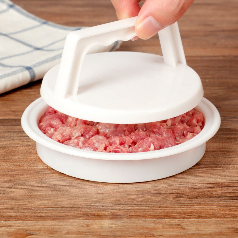 Gör-det-själv rund form hamburgerpress livsmedelsklassad plast hamburgare kött nötkött grill hamburgare press biffmaskin form form köksredskap
