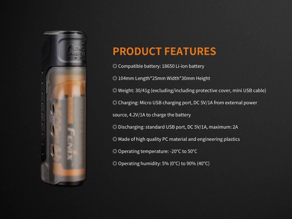 Fenix ARE-X11 CHARGING KIT Charing Kit Smart Battery Charger 5V USB Output Intelligent Battery ARB-L18-3500