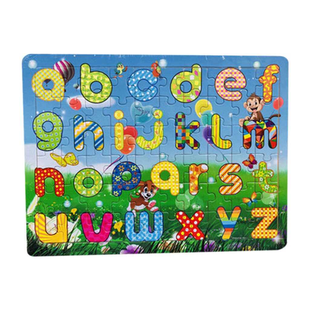 60 Piece Colorful Cartoon Puzzle Children Educational Toys Wooden Baby Kids Training Toy 5.15: J