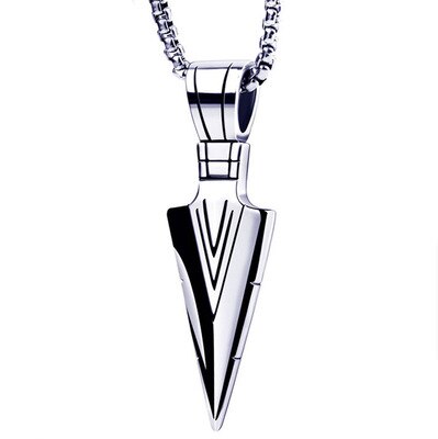 Men's Matte Black Long Necklace with Arrow Pendant Jewelry Chain Hip Hop Punk Rock Christmas Halloween For Men Wome: A