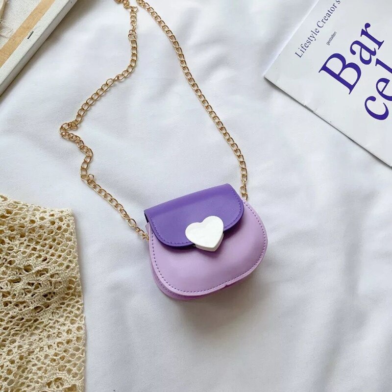 Just taolovely-stijl portemonnee voor babymeisjes, kleine leren hartvormige tassen voor peuters, schoudertas, mini-portemonnee  jt125: Paarse stijl a