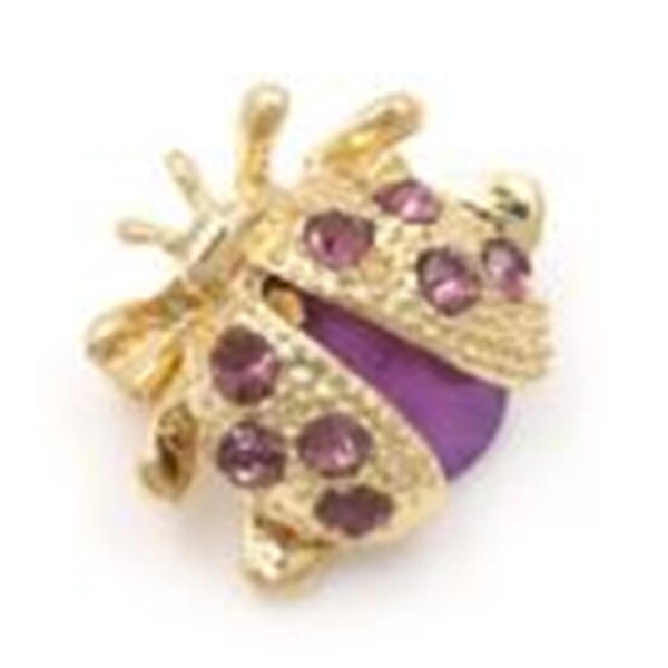 WKOUD 1Pcs Small Ladybird Colorful Crystal Rhinestones Brooch Pins For Women Or Girls: Purple