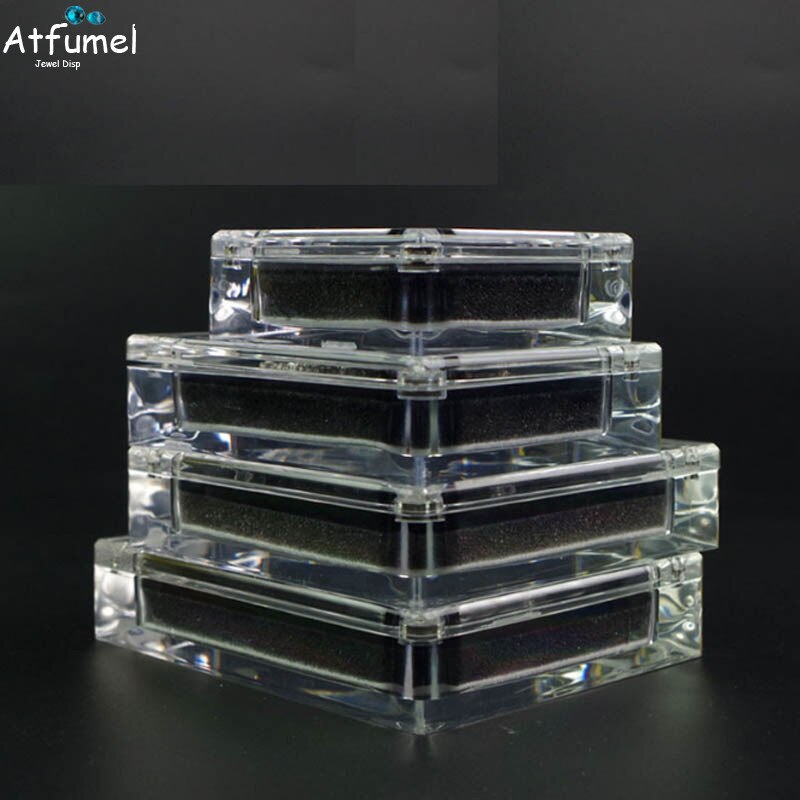 Acrylic Diamond Jewelry Storage Box Transperant Magnet Lid Bracelet Pendant Ring Earring Display Case Gem Stone Box