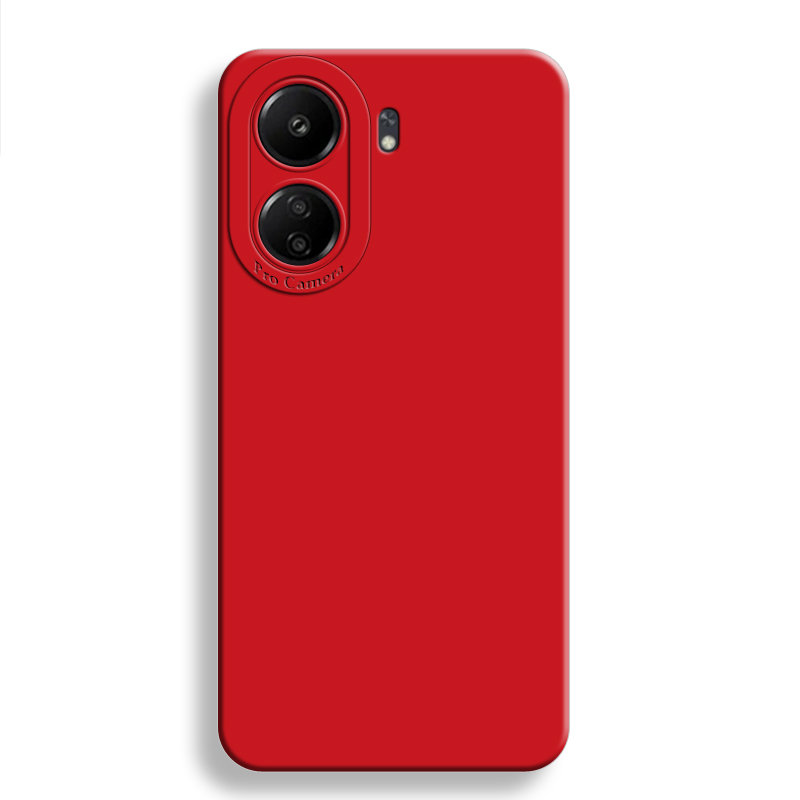 Pour Redmi 13C étui pour Xiaomi Redmi 13 C 13C couverture 6.74 pouces Protection complète d'objectif d'appareil photo pare-chocs antichoc en Silicone liquide: Rouge