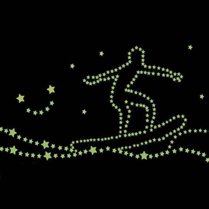 200pcs/set DIY 3D Shine Stars Glow In The Dark Luminous Fluorescent Plastic Wall Stickers for Living Home Decoration WYQ