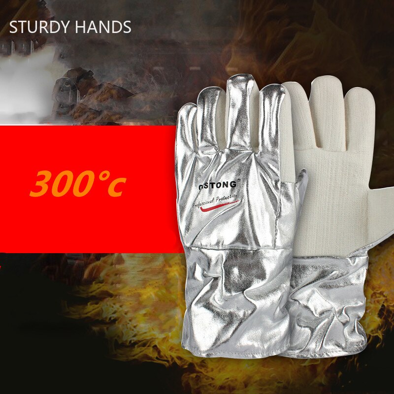 Guantes de protección resistentes a altas temperaturas, guantes de trabajo de aislamiento y antiquemaduras, guantes gruesos de seguridad térmica para Cocina