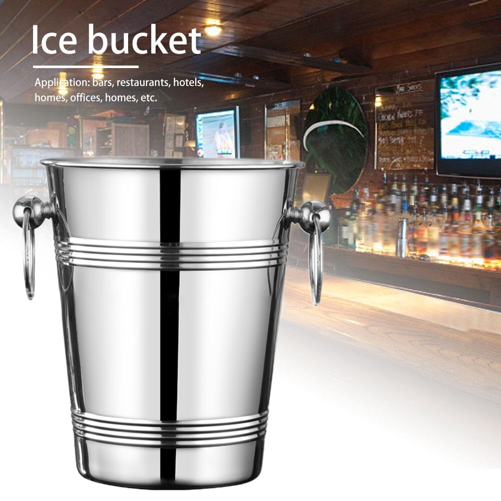 Easy Lifting Large Capacity Party Stainless Steel Champagne Wine Kitchen Home Silver Bar With Handles Drinks Cooler Ice Bucket