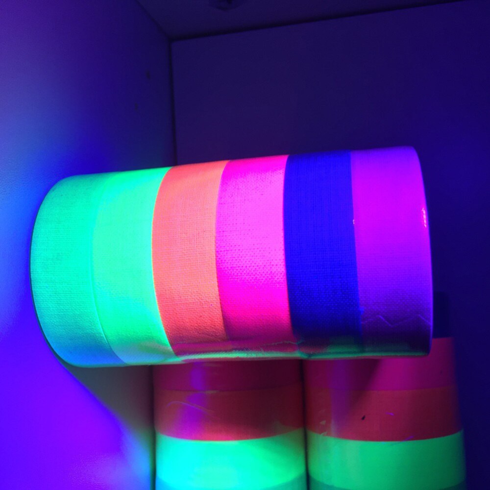6 Rolls Van Fluorescerende Tape Neon Blacklight Tape Voor Party Stadia En Studio 'S (Assorti Kleur)