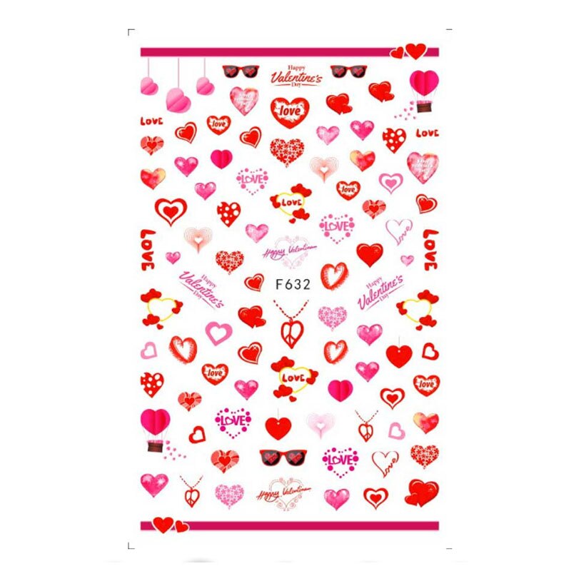 10 Stuks Vlinder Nail Sticker Valentijnsdag Nail Decal Rose Bloem Perzik Hart Vlinder: F632