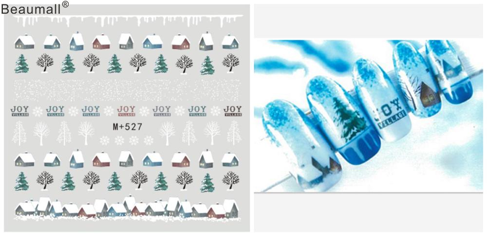 Kerstontwerpen, nagels, kunst, manicure, waterdecals, watertransferstickers voor nagels, tips, schoonheid: M527