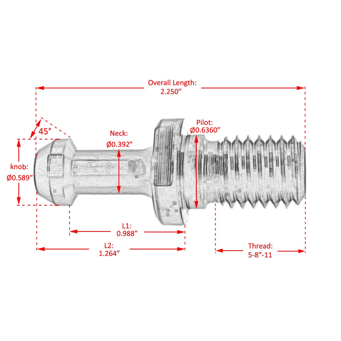 Pouvoir CAT40 45 ° Pull Stud Retention Knop Past Hass KAT 40 CNC