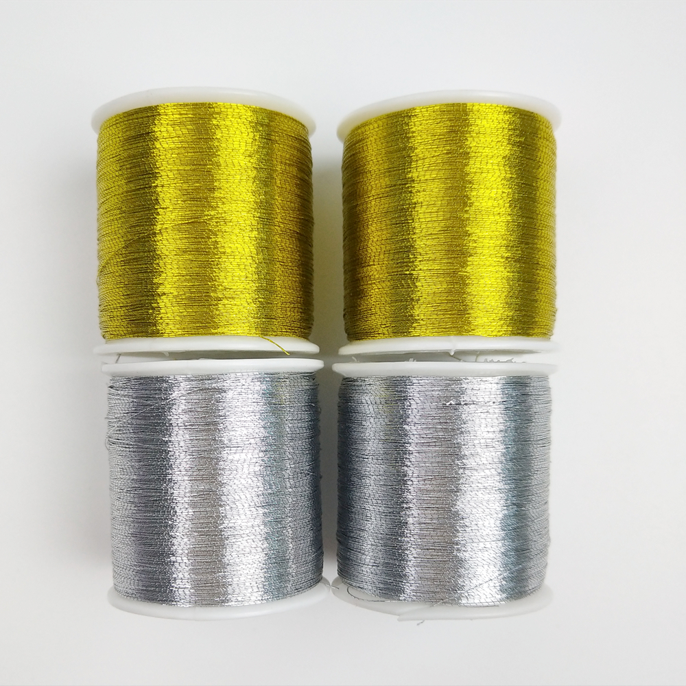 Embroidery Sewing Threads Gold/Silver Sewing Thread Supplies Cross Stitch Polyeste Durable Threads 100M Per Roll