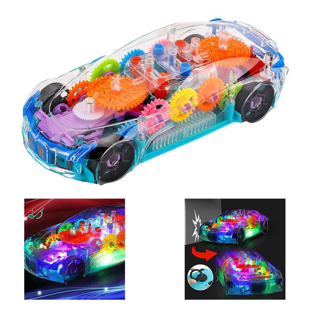 Transparante Speelgoed Auto Voor Peuters, Elektrische Mechanische Gear Race Auto Met Kleurrijke Licht En Charmante Muziek Baby Sport Auto