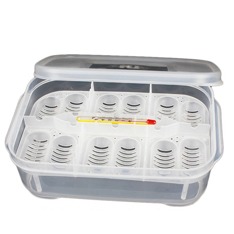 Pet Hatching Box 12 Holes Breeding Box Reptile Eggs Incubator Lizard Gecko Snake Case Amphibians Container Box With Thermometer