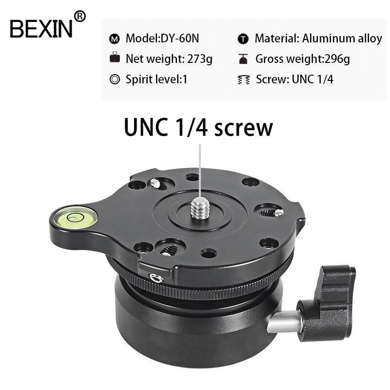 Bexin Panning Leveling Base Statiefkop Camera Stand Aanpassen Hoofd Met Met Bubble Level Voor Dslr Camear Statief: DY-60N   B