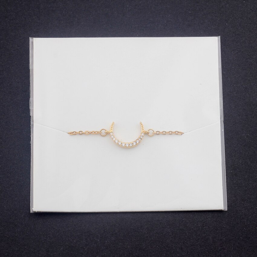 Gold Color CZ Crescent Moon Bracelets & Bangles Jewelry Stainless Steel Chain Geometric Charm Bracelet Femme Bileklik Erkek