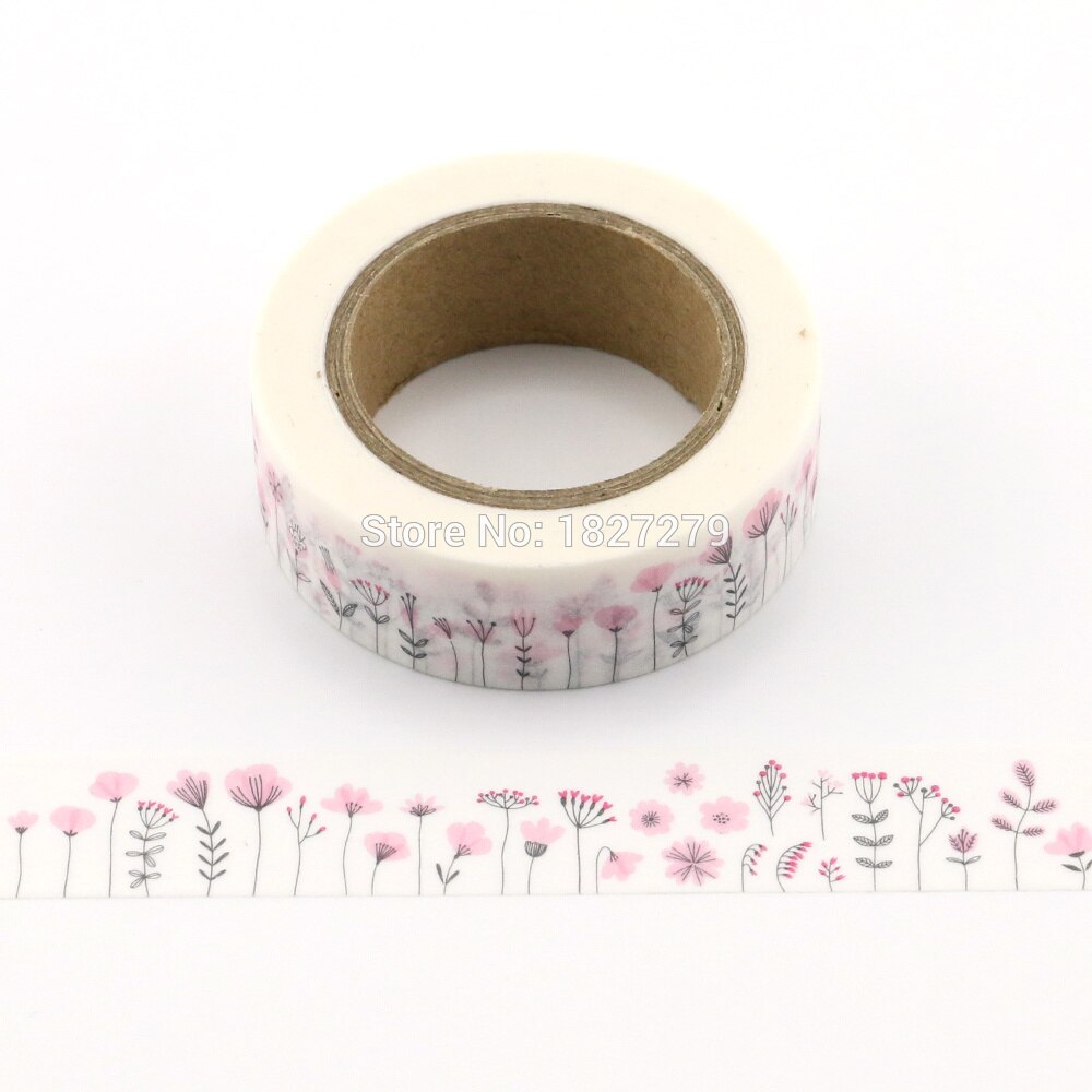 Cinta Washi de papel japonés para manualidades, cintas adhesivas de papel rosa, pegatinas, papelería decorativa, 1,5 cm x 10m, 1 unidad