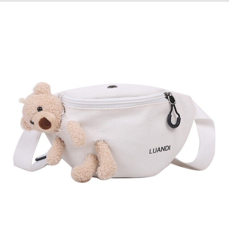 Dam midjepack fashioneddy bear midje pack vild stil dragkedja crossbody för camping och vandring sommar justerbar bröstväska: Vit