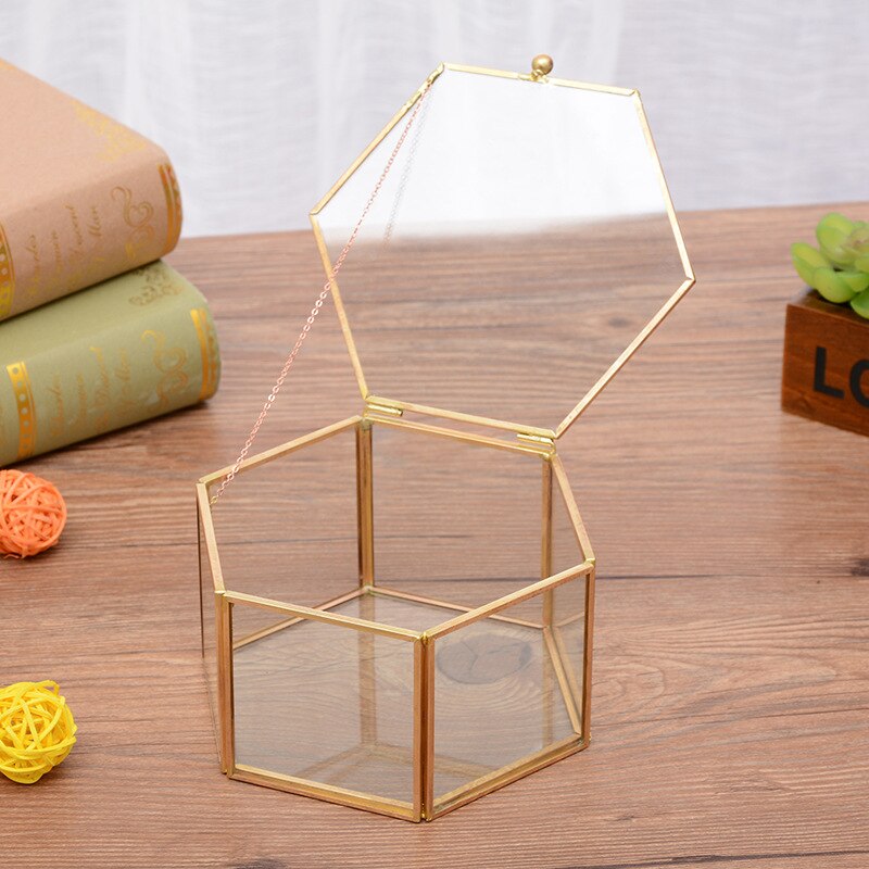 3 modèle verre métal articles boîte de rangement européen bijoux boîte de rangement à clapet verre artisanat décoration maison bacs de rangement