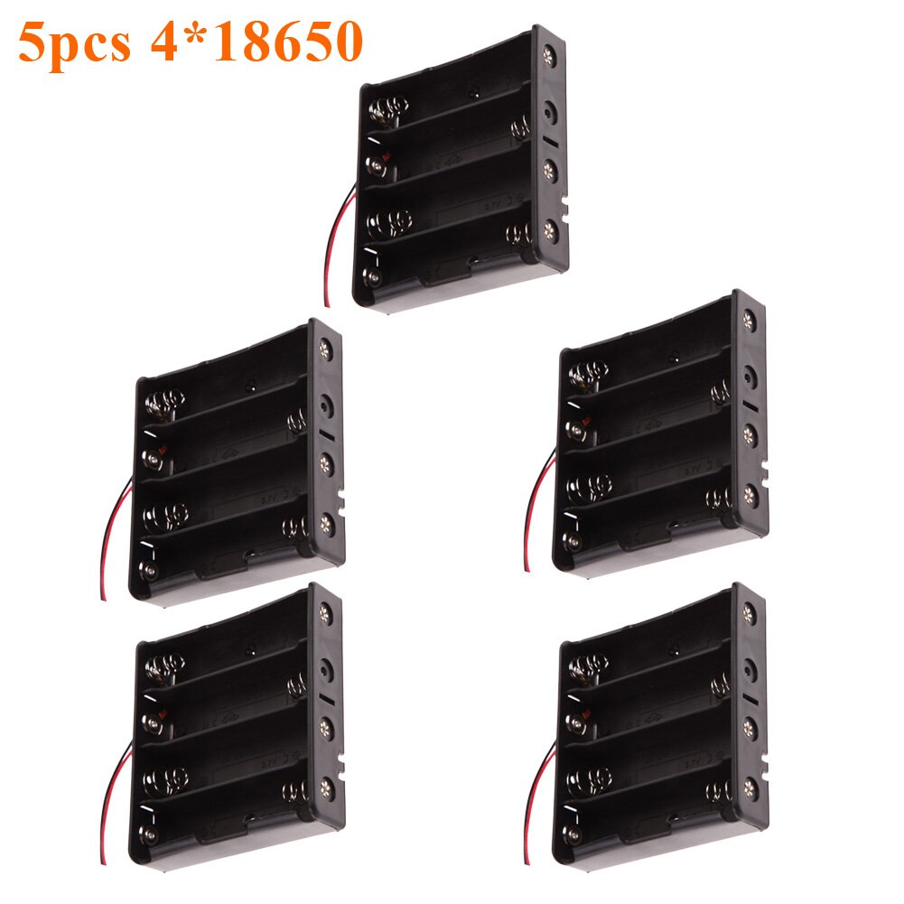 AA 18650 Battery Holder DIY Power Bank Rechargeable Batteries Container 1X 2X 3X 4X Storage Box Case With Wire Pin: 5pcs 4X18650